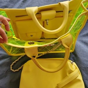 Yellow quilted PVC bag